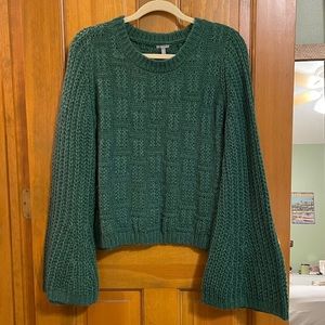 Emerald Green Flare Sleeve Sweater